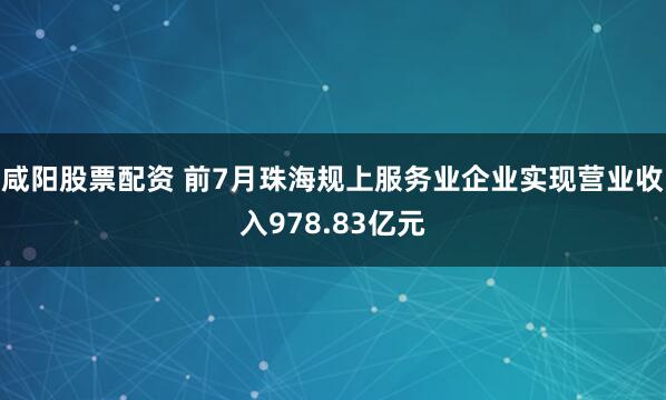 咸阳股票配资 前7月珠海规上服务业企业实现营业收入978.83亿元